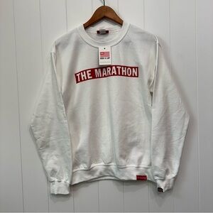Marathon Sweater – White with Red Logo, New with Tags Size small men’s